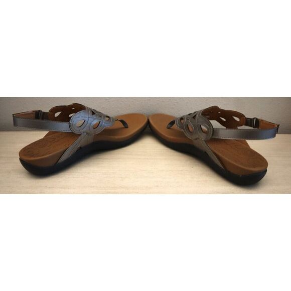 Rockport CH2086 Women's Sz 10M Pewter Metallic Ridge Slingback Sandals - Picture 8 of 10